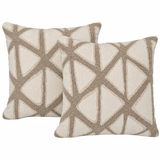 Decoratieve Kussens - Bankkussens - Sierkussens Set van 2 - Bedkussens - Dune Design - Rits - Wasbaar - Binnengebruik - Voor Bank, Bed en Fauteuil - Woonkamerdecoratie - Vierkant - Katoen - 40 x 40 cm - Beige