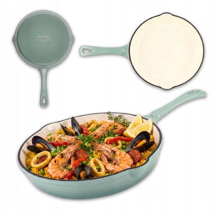 Hage - Koekenpan - Geëmailleerde Gietijzeren Koekenpan - Cast Iron Frying Pan - Geschikt voor Inductie, Gas & Oven - Ø20 x 4.5 cm - Pastel Teal
