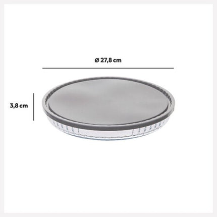 Keepeat Ovenschaal - Glazen Ovenschaal met Deksel - Set van 2 - Oven- & Magnetronbestendig - 4.5L - Borosilicaat Glas - Ø27cm - Grijs & Transparant