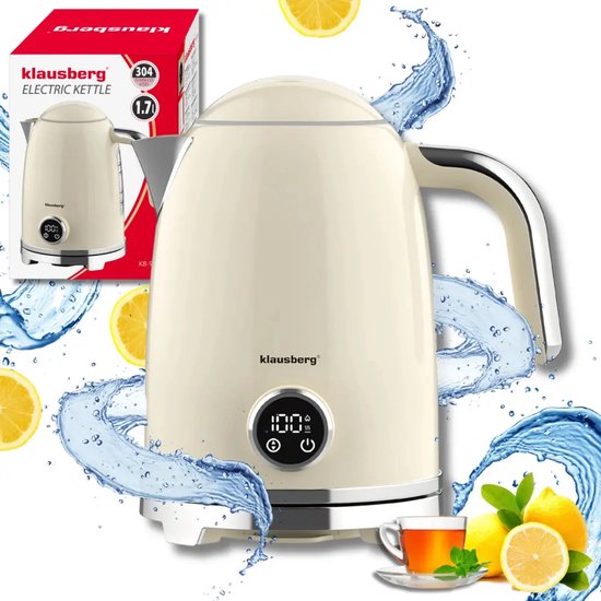 Klausberg waterkoker met temperatuurinstelling – beige, RVS, 1,7 liter – foto 2