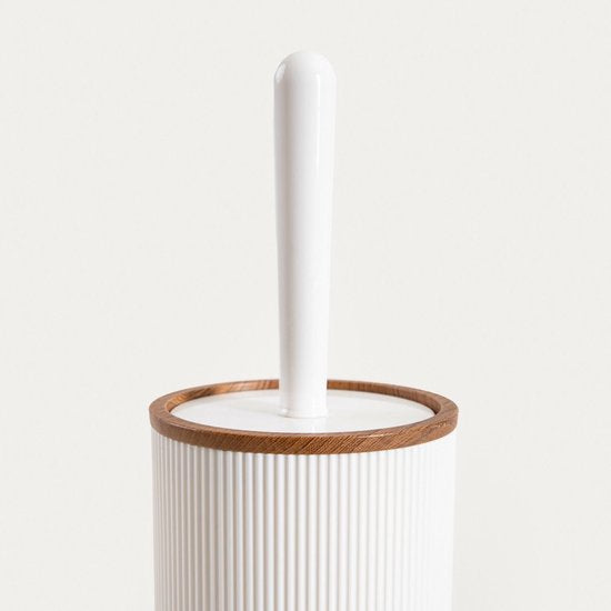 Homla - Diall Toiletborstel - Badkameraccessoire - WC Borstel met Houder - Hygiënische Toiletborstel Badkamer - Moderne WC Accessoires - Duurzame Toiletborstel - Kunststof - 10.5 x 10.5 x 33.5 cm - Wit