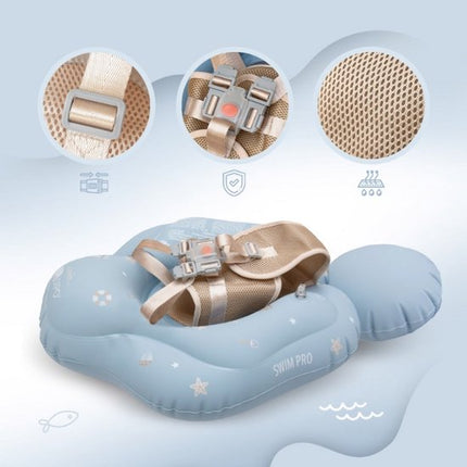 Sipo - Swim Pro - Baby Zwemband met Zitje - Opblaasbare Zwemtrainer Baby - Baby Float met Veiligheidsgordels - Zwemring voor Baby & Peuter 6-36 Maanden - 11-18 kg - 70 x 48 cm - Blauw