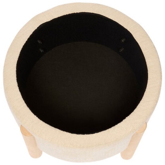 Atmosphera - Aufbewahrungshocker Elki Ø 45,5 cm weißer Chenille-Stoff - 37 cm hoch - mit Stauraum - Sitzhocker - Beistelltisch - Sitzpuff