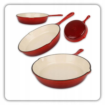 Hage - Koekenpan - Geëmailleerde Gietijzeren Koekenpan - Cast Iron Frying Pan - Geschikt voor Inductie, Gas & Oven - Ø20 x 4.5 cm - Rood