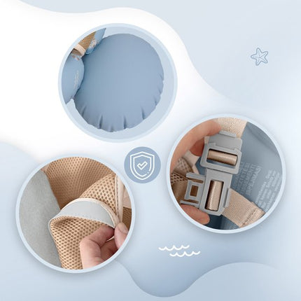 Sipo - Swim Pro - Baby Zwemband met Zitje - Opblaasbare Zwemtrainer Baby - Baby Float met Veiligheidsgordels - Zwemring voor Baby & Peuter 6-36 Maanden - 11-18 kg - 70 x 48 cm - Blauw