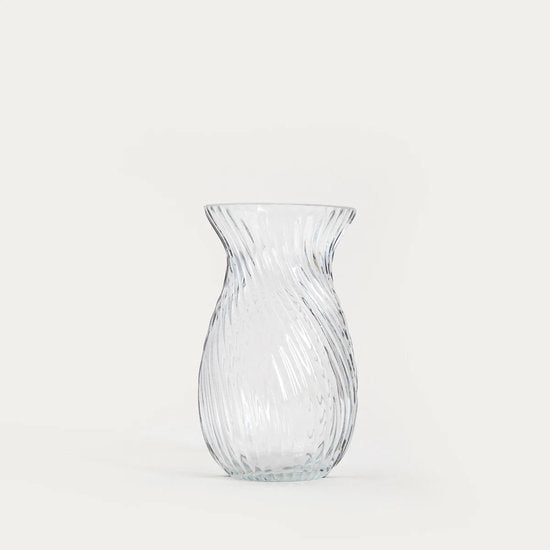 Homla geribbelde glazen vaas – fluted bloemenvaas, transparant, Ø 12 x 20,5 cm – foto 2