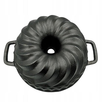 Hage - Tulband - Gietijzeren Cakevorm - Diepe Bakvorm - Voor Cake, Tulband, Brood & Paté - Oven & Grill - Stevig Gietijzer - 3 Liters - 35 x 27.5 x 10.5 cm - Zwart