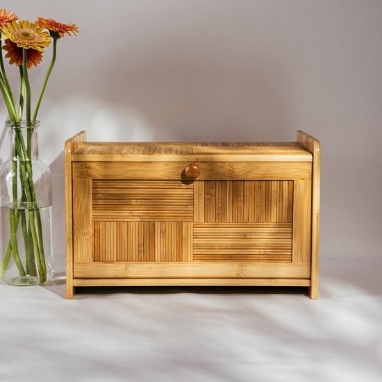 Homla - Tenaro Broodtrommel - Brooddoos met Klep - Brood Bewaarbox Groot - Vershoud Broodtrommel Keuken - Duurzame Bamboo Bread Box - Bamboe - 38 x 25 x 24 cm - Natuurlijk