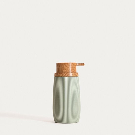 Homla - Diall Zeepdispenser Modern - Handzeep Pompje Badkamer & Keuken Compact Design - Vloeibare Zeep Dispenser - Stijlvolle Soap Dispenser Sink Accessoire - Plastic - 0.35L - 6.5 x 6.5 x 15.5 cm - Groen