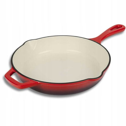Hage - Koekenpan - Geëmailleerde Gietijzeren Koekenpan - Cast Iron Frying Pan - Geschikt voor Inductie, Gas & Oven - Ø26 cm - Rood