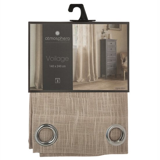 Alton vitrage gordijn beige, 140 x 240 cm – sheer curtains in linnenlook – foto 4