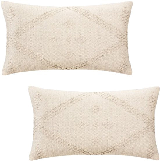 Safari 3D Sierkussens - Set van 2 - Decoratieve Kussens met Reliëf – Binnenkussen - Zacht Polyester / Rayon - 38x58 cm - Beige