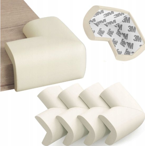 Sipo hoekbeschermers van foam – 4 stuks voor tafels en kasten, crème – foto 5