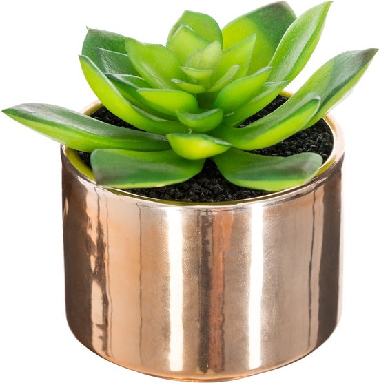 Atmosphera kunstplant in roze keramische pot, hoogte 15 cm