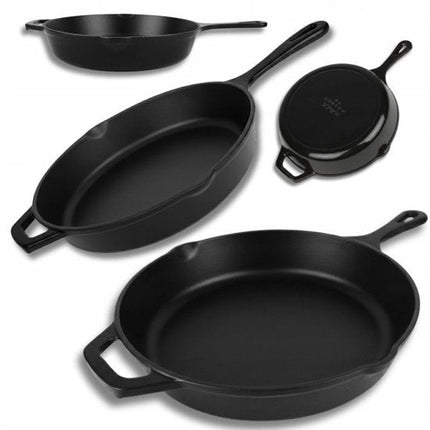 Hage - Gietijzeren Koekenpan - Geëmailleerde Bakpan - Inductie, Gas & Oven - Stevige Handgreep - Gelijkmatige Warmteverdeling - Duurzame Koekenpan voor Dagelijks Gebruik - Ø26cm - Matte Zwart