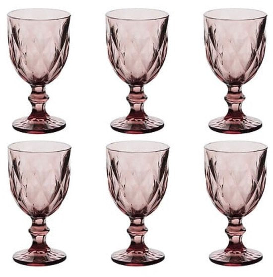 Glazen - Cocktailglas - Set van 6 - Glazen - Elegant Design - Voor Wijn & Feestelijke Gelegenheden - Vaatwasserbestendig - 235ml - Roze
