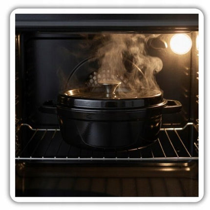 Hage - Gietijzeren Braadpan - Braadpan - Cast Iron Casserole met Deksel - Geëmailleerd - Geschikt voor Inductie & Oven - 2.85 Liter - 25.5 x 19.5 x 12.5 cm - Zwart