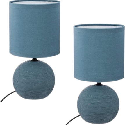 Timéo Bol Tafellamp - Keramische Lamp - Set van 2 - Moderne Tafellamp met Kabel - Sfeerverlichting voor Woonkamer - Slaapkamer - Bureau - 25cm in Hoogte