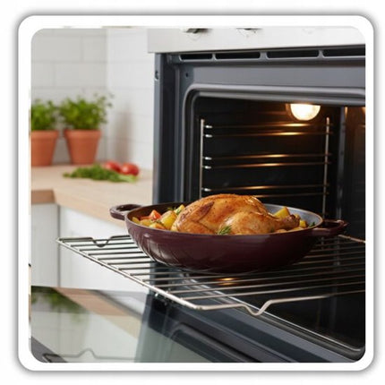 Hage - Braadpan - Lage Gietijzeren Braadpan met Deksel - Geëmailleerd - Oven & Inductie Geschikt - Voor Braden, Stoven en Ovenschotels - 3 Liters - 40.5 x 30 x 10.5 cm - Auberginepaars
