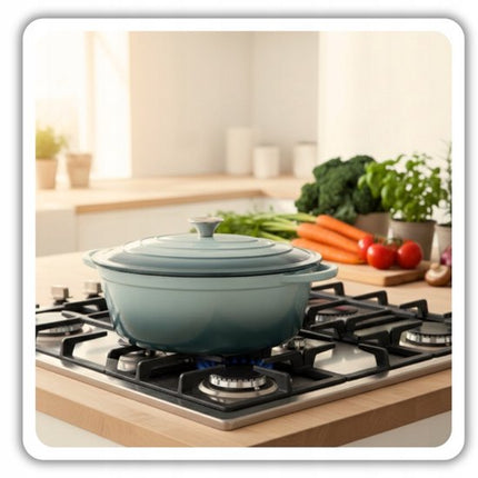 Hage - Gietijzeren Braadpan - Braadpan - Cast Iron Casserole met Deksel - Geëmailleerd - Geschikt voor Inductie & Oven - 6 Liter - 34 x 26 x 18 cm - Pastel Teal