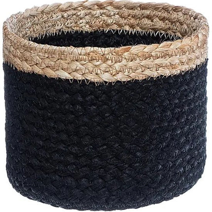 ATMOSPHERA Set van 3 beige en zwarte jute opbergmanden