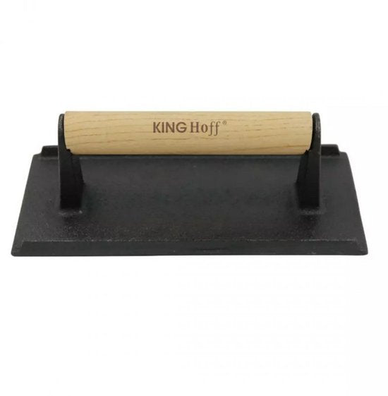 Kinghoff KH-1758 gietijzeren hamburgerpers – houten handgreep, 21 cm – foto 8