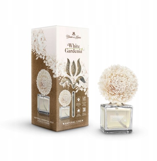 Elix - Bloom at Home Decoratieve Luchtverfrisser - Air Freshener - White Gardenia Geur - Luchtverfrisser Huis Langdurig - Aroma Diffuser - 100ml - White Gardenia