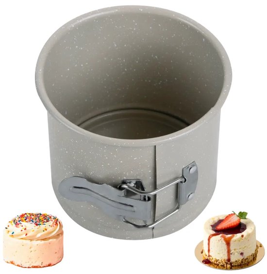 Backformen-Set - Kuchenform - 3-teiliges Backformen-Set - 26 x 11,5 x 7,5 cm rechteckige Backform + Ø 12 cm runde Kuchenform + 27,5 cm quadratische Backform - Karbonstahl - marmorierte Antihaftbeschichtung - Beigegrau