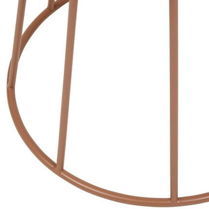 Salontafel en bijzettafel rond Ø 38 cm metaal terracotta marron – compact formaat