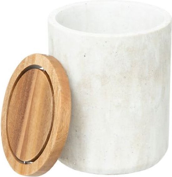 5Five Como Tischabfalleimer mit Deckel - Marmor-Optik - 1,5 L - Beige