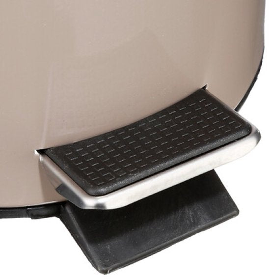 Badezimmerset - Toilettenzubehör - Moderne Bade zimmeraccessoires - Toilettensitz - WC-Bürstengarnitur - Abfalleimer - Beige Leinen-HDF-Toilettensitz & Keramik-WC-Bürstenhalter - Taupefarbener 3L-Metall-Tretmülleimer