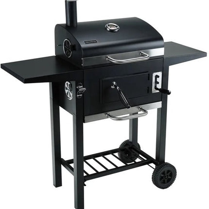 Klausberg Houtskoolbarbecue met Deksel en Thermometer - 42 x 30 cm - Verrijdbare BBQ met Zijtafels
