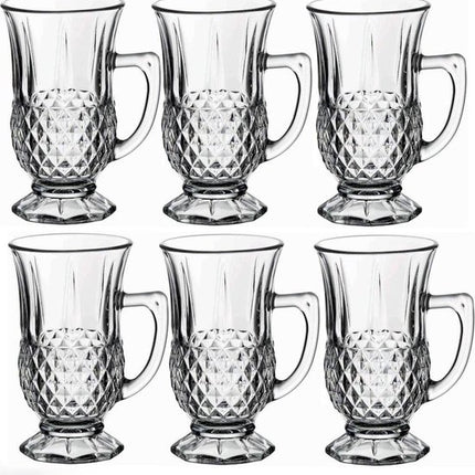 Hakal - Marokkaanse Theepot & Drinkglazen Set - 1.8L - RVS Theepot - 6 Drinkglazen met Handvat 125ml - Transparant & Zilver