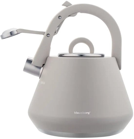 Klausberg 7949 - Flötenkessel mit Flöte - 2,5 Liter - Edelstahl - Grau