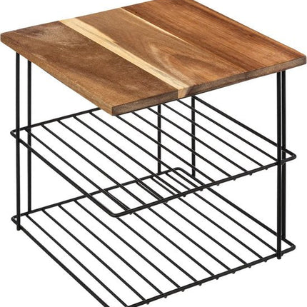 5Five Keukenrek aanrecht organiser - metaal - hout - 24 x 24 x 24 cm - pannenrek