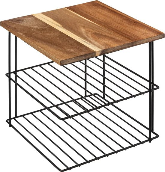 5Five Keukenrek aanrecht organiser - metaal - hout - 24 x 24 x 24 cm - pannenrek