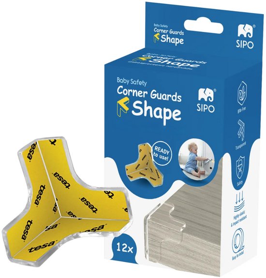 Sipo Kantenschutz für Möbel selbstklebend 12er-Set 3,8 x 3,8 cm transparent