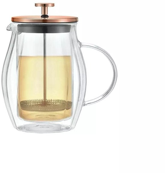 Klausberg KB7722 Kaffee- / Teebereiter - Doppelwandige Glaspresse - Kupferfarben - 0,60L