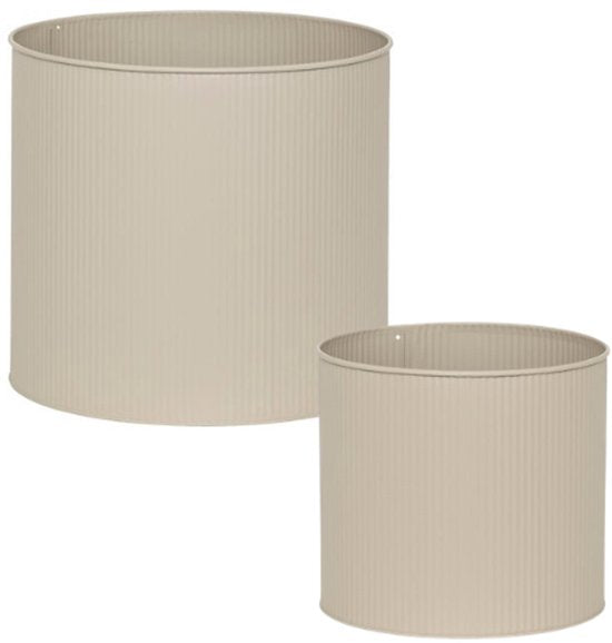 Aze plantenbak set van 2 op standaard – beige metaal, Ø 30 x 44,3 cm – foto 7