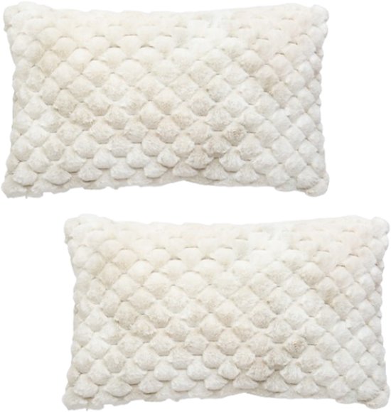 Adriel Sierkussen - Set van 2 - Luxe Zachte Kussens met Tie-Dye Effect - Afneembare Hoes en Vulling - Polyester - 38 x 58 cm - Beige