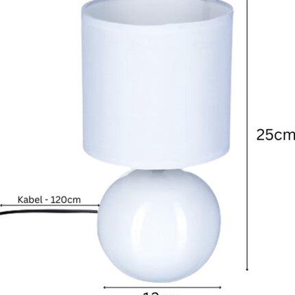 Timéo Bol Tafellamp - Keramische Lamp - Set van 2 - Moderne Tafellamp met Kabel - Sfeerverlichting voor Woonkamer - Slaapkamer - Bureau - 25cm in Hoogte - Wit