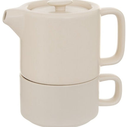 Secret de Gourmet Theepot Penang - Keramiek - met kopje - creme - 10 x 15 cm