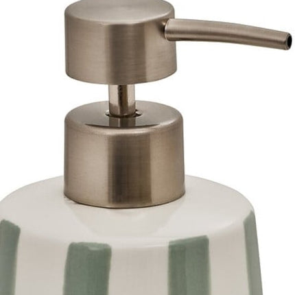 Strio Zeepdispenser - Zeep Pomp - Set van 2 - Luxe Badkamer & Keuken Accessoire - 400 ml - Ø8.6 x 17.3 cm - Dolomiet - Celadon Groen