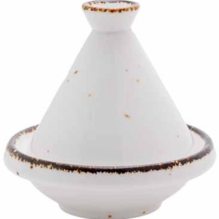 Brisbane Mini Tajine - Tajine Schaal met Deksel - Serveerschaal voor Tapas & Fun Cooking - Porselein - 70ml - 9 x 9 cm - Wit