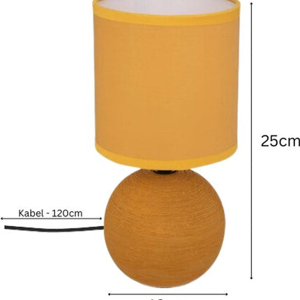 Timéo Bol Tafellamp - Keramische Lamp - Set van 2 - Moderne Tafellamp met Kabel - Sfeerverlichting voor Woonkamer - Slaapkamer - Bureau - 25cm in Hoogte - Geel