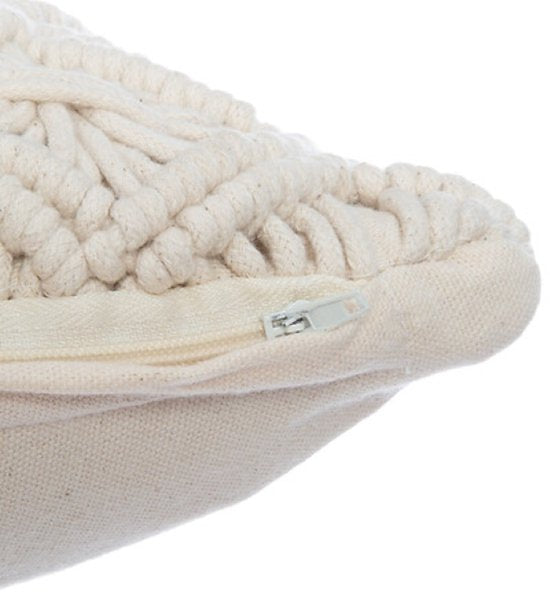 Bankkissen - Zierkissen - Makramee-Kissen - 2er-Set - Sommerkissen - für Wohnzimmer & Schlafzimmer - Boho Dekokissenbezug - Quadratisch - 40x40 cm  - Beige