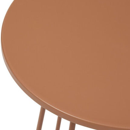 Salontafel en bijzettafel rond Ø 38 cm metaal terracotta marron – compact formaat