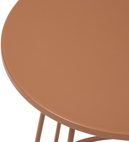 Couchtisch und Beistelltisch rund Ø 38 cm Metall Terrakotta Marron – kompakte Größe