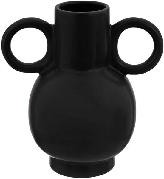 Atmosphera bloemenvaas Omega zwart keramiek 15 x 22 cm