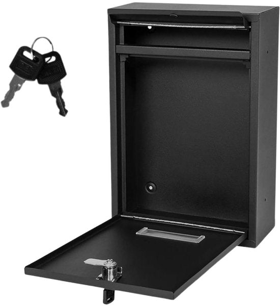 Lean Toys Briefkasten für Post - aus verzinktem Stahl - Schwarz - Briefkasten - Post - Briefkasten - Inklusive Schlüssel - Wandbriefkasten